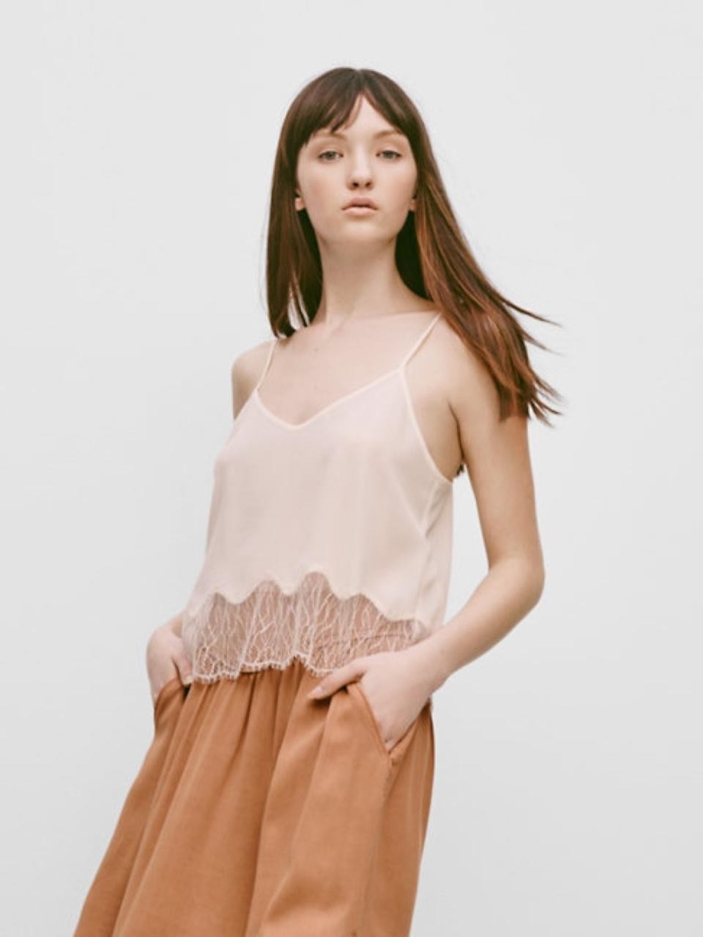 Women’s Lace-Hem Cami Tank Top - Mauve